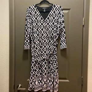 INC 1X B&W Surplice Dress